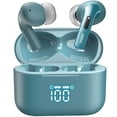 thumbnail image 1 of TOZO T20 Wireless Earbuds Bluetooth Headphones 48.5 Hrs Playtime with LED Digital Display, IPX8 Waterproof, Dual Mic Call Noise Cancelling 10mm Broad Range Speakers with Wireless Charging Case Green, 1 of 5