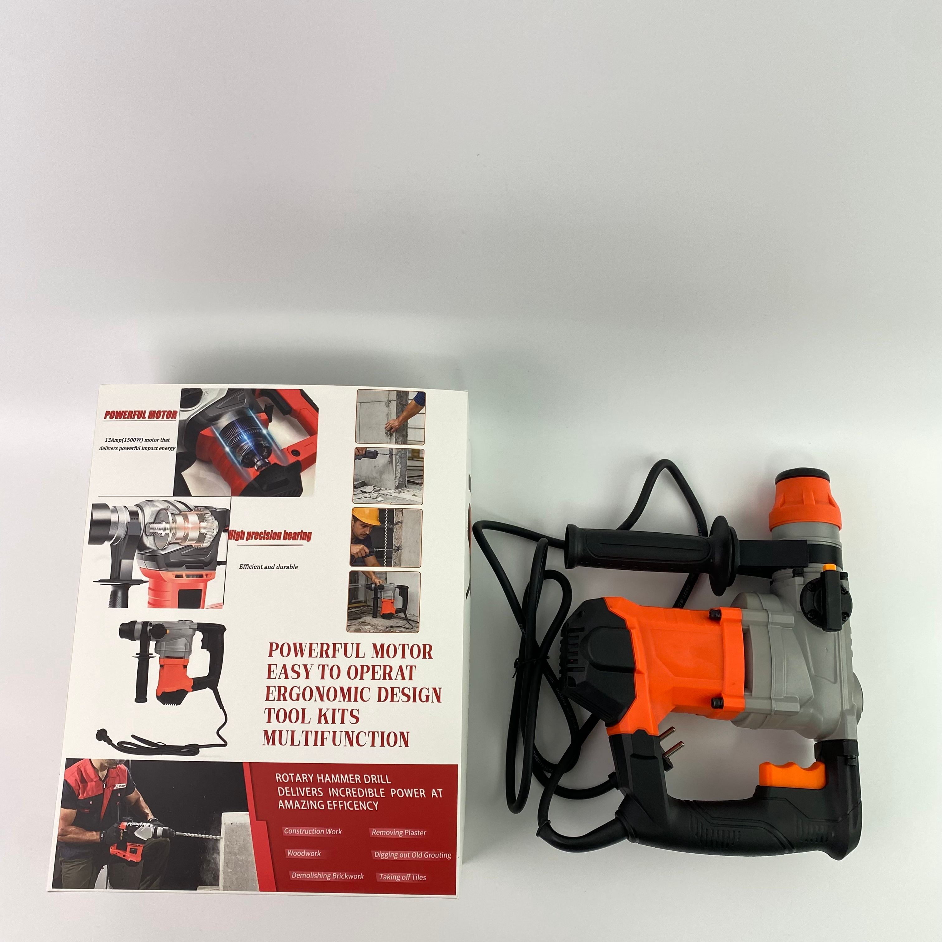 APENUVEX Power tools, namely, hammer drills,Rotary Hammer Drill with Vibration Control and Safety Clutch,13 Amp Heavy Duty 1-1/4 Inch Demolition Hammer for Concrete-Including