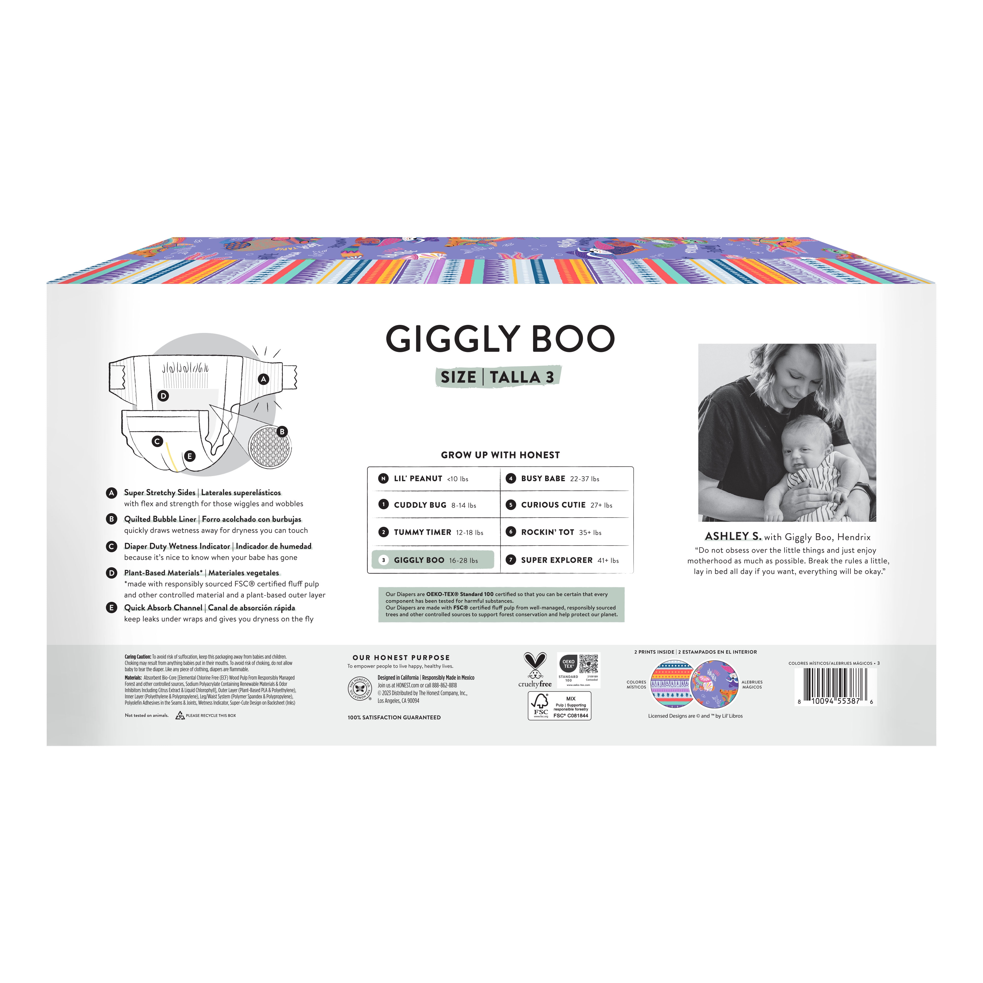 The Honest Company, Clean Conscious Diapers™, Alebrijes Magicos + Colores Misticos, Size 5, 66 Count Large Box