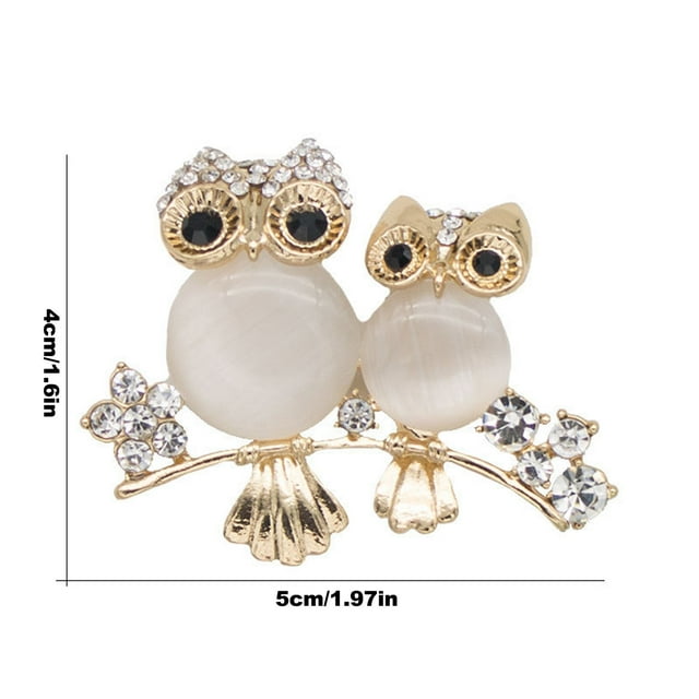 PVCS Diamond Opal Owl Brooch Animal Alloy Rhinestone Jewelry