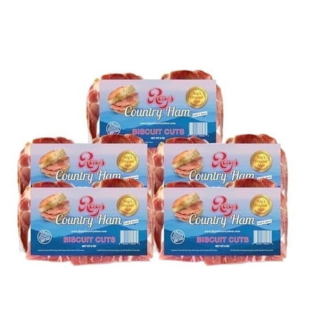 Rays Country Ham Biscuit Cuts, 2.5 lb, Dry-Cured Boneless Slices, Pack 5-8 oz, Vacuum-Sealed, Ready-to-Cook