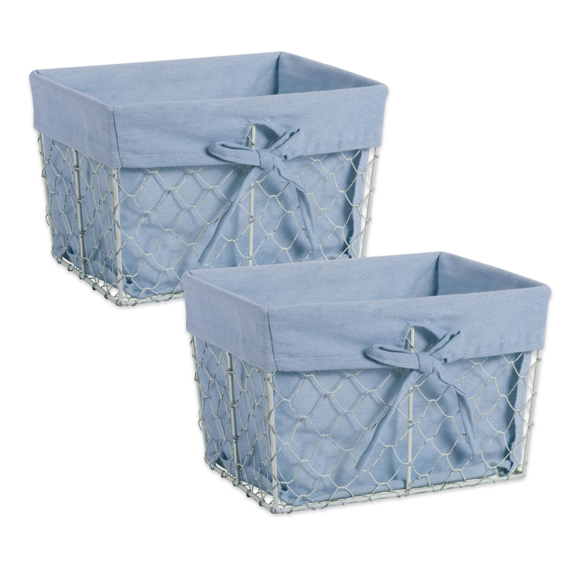 DII, Chicken Wire Basket Antique White, Removable Fabric Liner, Set of