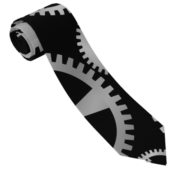 Vsdgher Metallic Gears Print Ties for Men 4.7" Formal Necktie Wedding Accessory Men's Business Ties for Wedding Bussiness Work
