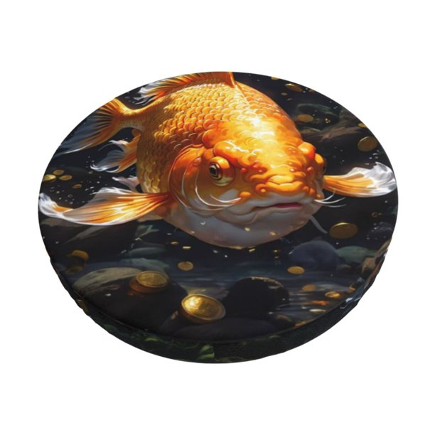 Balery Golden Koi And Treasure Fundas de asiento para taburete de bar redondo de tela de terciopelo ajustables que protegen de arañazos y manchas para sillas de 14 a 17 pulgadas.-13 inch
