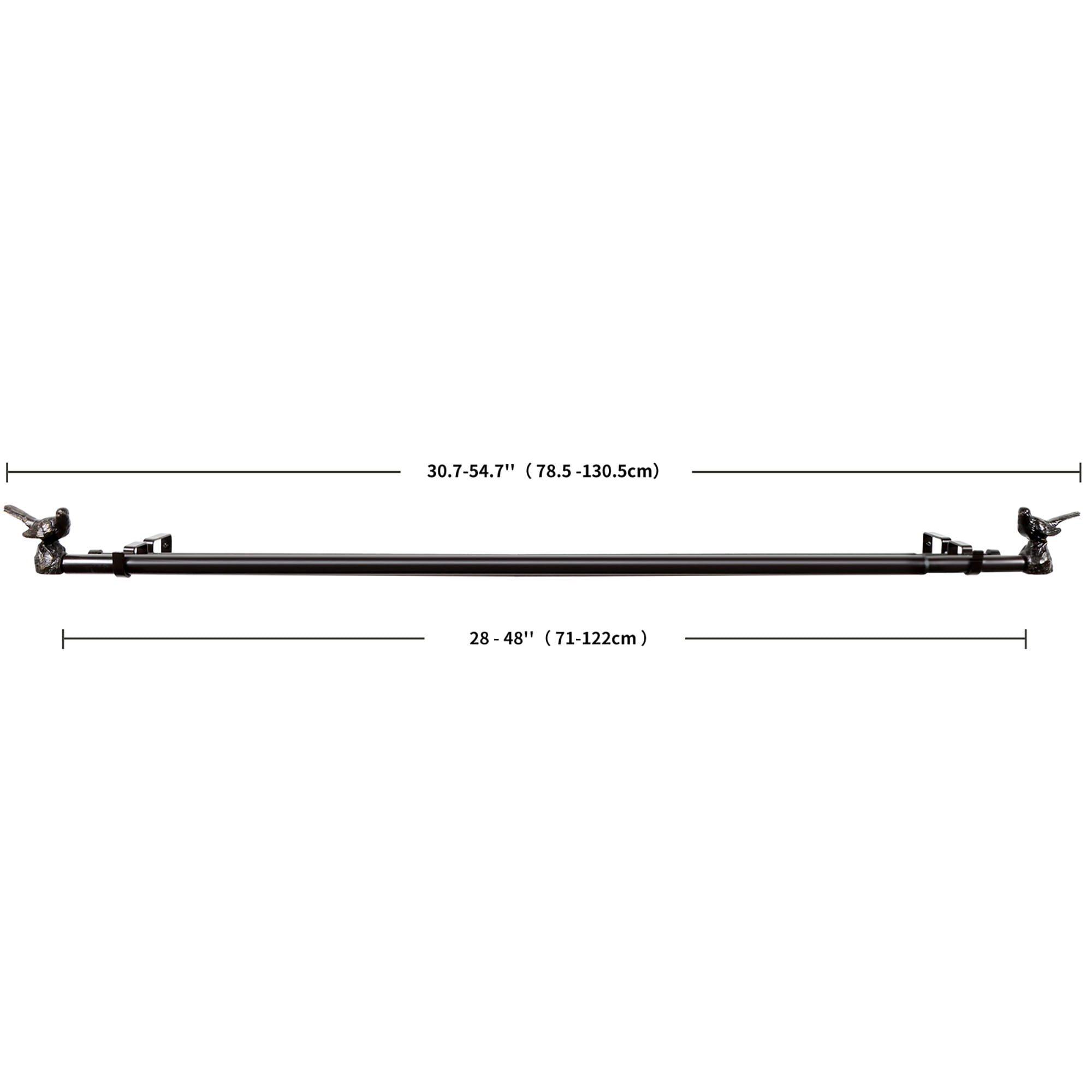 MERIVILLE 1-Inch Diameter Telescoping Double Window Curtain Rod, Oil-Rubbed Bronze Bird Finials, 28"-48", Oil-Rubbed Bronze Rod