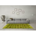 thumbnail image 3 of Ahgly Company Machine Washable Indoor Round Abstract Yellow Modern Area Rugs, 5' Round, 3 of 4