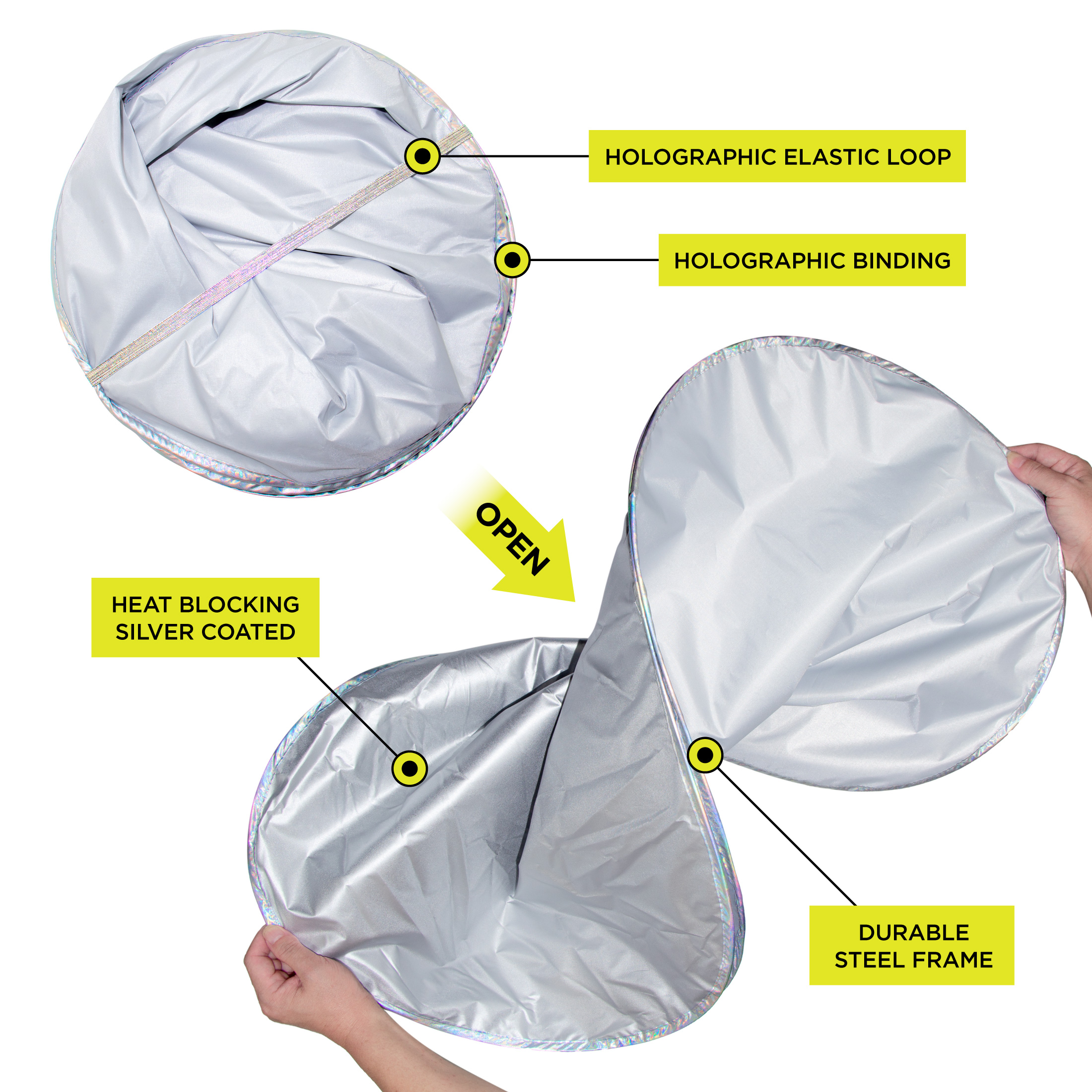 Auto Drive Universal Windshield Sunshade White 2-Pack photo 4
