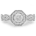 thumbnail image 3 of 1.15 Carat (ctw) 10K White Gold Round Cut Diamond Ladies Bridal Vintage Style Halo Engagement Ring, 3 of 4