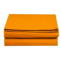 Elegant Comfort Set of 4 Flat Sheet Polyester Twin Elite Orange Solid 1500 Thread Count