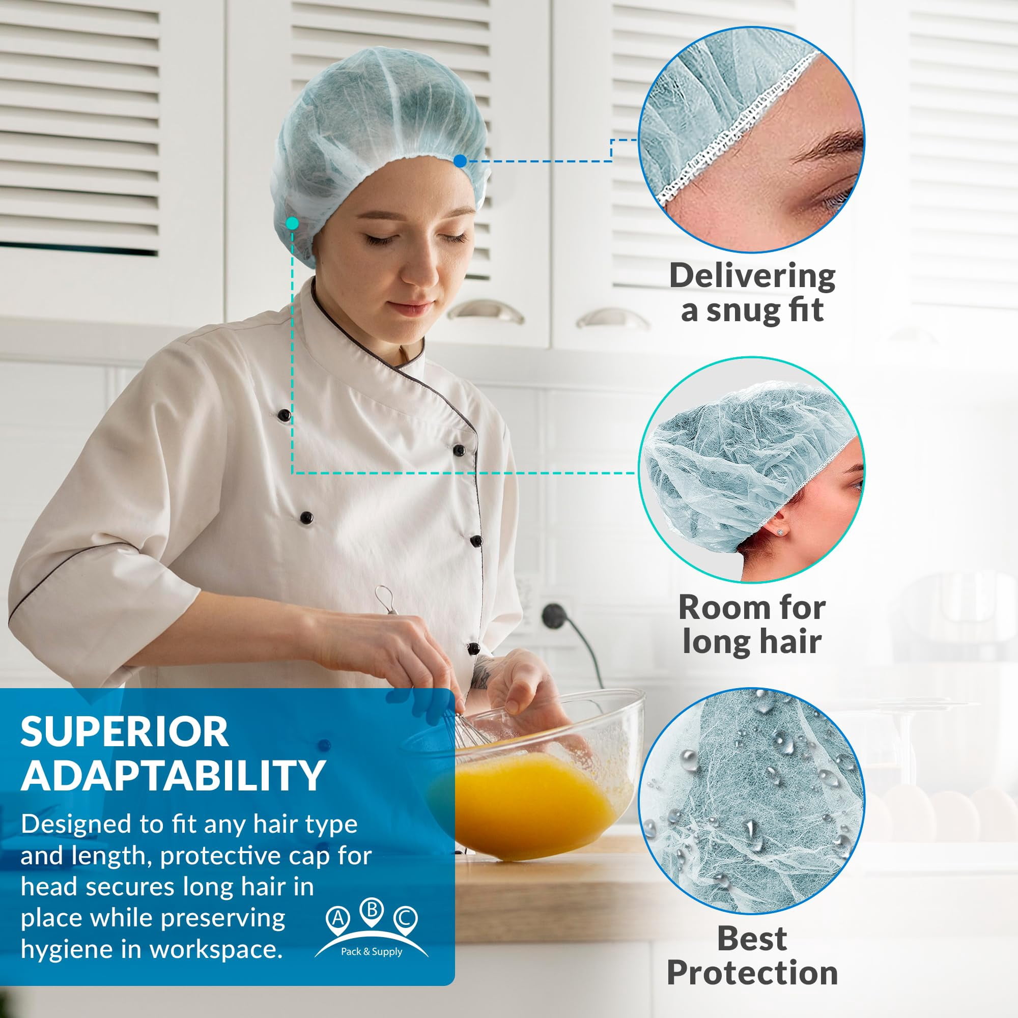 1000 Pack Blue Bouffant Caps 24 10g Hair Caps with Elastic Stretch Band Disposable Polypropylene Hats Unisex Hair Covers for Food Service Industrial Use Breathable Lightweight