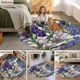 thumbnail image 5 of Spring Flowers Round Area Rug 5Ft Washable Circle Rugs for Living Room Bedroom, Purple Hydrangea Orchid Floral Country Beige Non-Slip Carpet Floor Mats Indoor Outdoor Carpet Runner Home Decor, 5 of 8