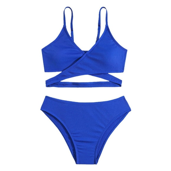 Luvoko Child Girl's 2 Piece l Print,Bikini for Kids Halter Tankini Swimsuits for Girls Bathing Suits for Teenage Girls Tankini Girls Short Sets Bathing Suits for 12 Year Old Girls(Blue,10-11 Years)