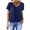Navy, variant on LEKODE Women's Linen Shirt Short Sleeve V Neck Cute Shirts Loose Dressy Casual Blouses Plus Size Tops Loose Fit Tunic Plain Workout Tops Work Shirts Sky Blue S