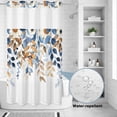 thumbnail image 2 of No Hook Shower Curtain, Orange Blue Botanical Shower Curtains for Bathroom with See Through Top Window, Weeping Fall Eucalyptus Leaves Waterproof & Washable Bath Curtain Small Stall 36"x78", 2 of 9