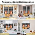 thumbnail image 6 of Fall Pumpkins Kitchen Curtains Small Short 39 Inch Length, Thanksgiving Autumn Grey Plaid Lattice Grommet Top Bedroom Living Room Curtains, Light Filtering Cafe Curtain Drapes 2 Panels Set 55''x39'', 6 of 9
