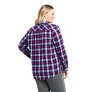 Lands' End Women's Plus Size Long Sleeve Flannel Button Down Shirt