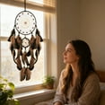 thumbnail image 5 of YaoZQ Handmade Dream Catcher, Spiritual Charm Series, Brown Black Spotted Feather Style, Glow Bead Wall Decor, 26 in, 5 of 7