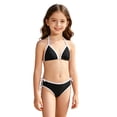 thumbnail image 5 of XINXIAOO Girls Halter Triangle Bikini Two Piece Swimsuit Contrast White Side Tie Solid Quick Dry Bathing Suit Summer Swimwear for Kids Girls 16-17 Years, 5 of 8
