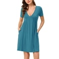 thumbnail image 1 of INSPIRAR CHIC Vestido de Noche para Mujeres Pijamas Camisón de Noche con Cuello en V Profundo Ropa de Casa Nochegowns S Azul Lago, 1 of 5