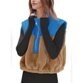 thumbnail image 2 of Sleeveless Fleece Sherpa Patchwork Vest Coat Women Winter Casual  Half Zipper Jacket Coat, 2 of 6