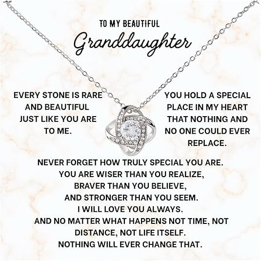 Granddaughter Necklace from Grandma & Grandpa, Inspirational Jewelry with Heartfelt Message Card with LED Box, Perfect for Graduation, Birthday, Christmas Gifts