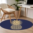 thumbnail image 4 of Round Rugs 4Ft, Pineapple Round Area Rug Washable Indoor Throw Carpet, Gold Yellow Navy Blue Tropical Fruit Summer Soft Non Slip Circle Rug for Kitchen Nursery Room Home Decor Aesthetic, 4 of 8