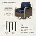 thumbnail image 4 of COOS BAY 3 Pieces Brown Wicker Outdoor Patio Bistro Furniture Set 360° Swivel Rocking Chairs with Blue Cushions and Wood Grain Top Side Table, 4 of 8