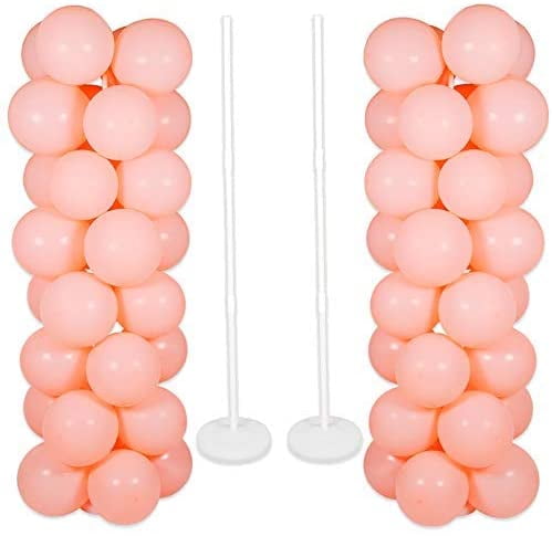 2 Sets Thicken Adjustable Balloon Column Stand Kit Base and Pole 5 Feet Balloon Tower Decorations for Baby Shower Graduation Birthday Wedding Party