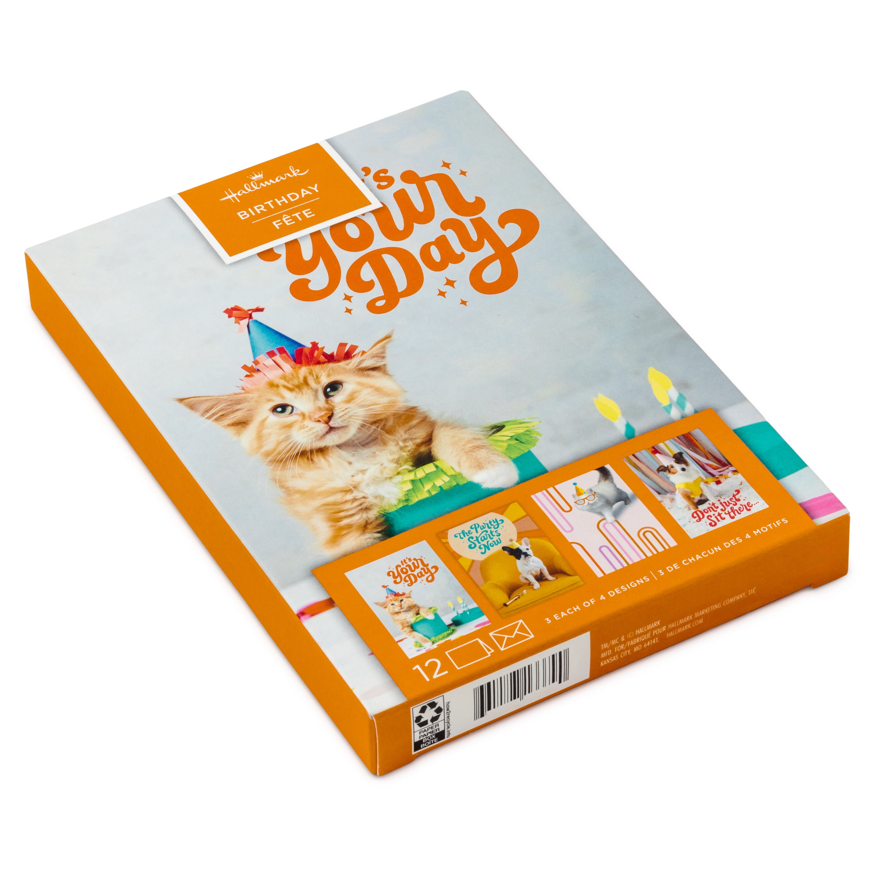 Hallmark Birthday Cards (Party Pets), 12 Count