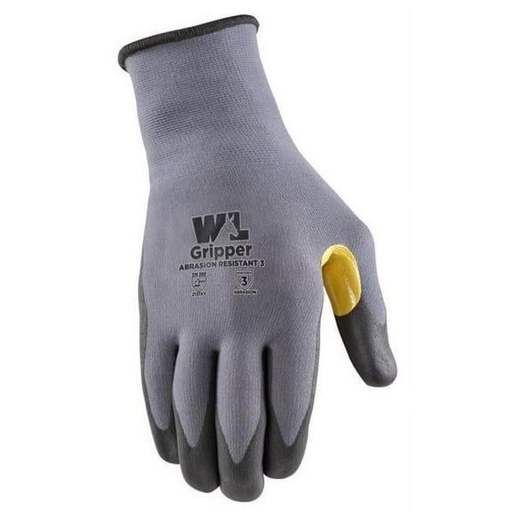Wells Lamont 6081354 Mens Indoor & Outdoor Gripper Grip Gloves - Gray & Yellow - Medium - 1 Pair