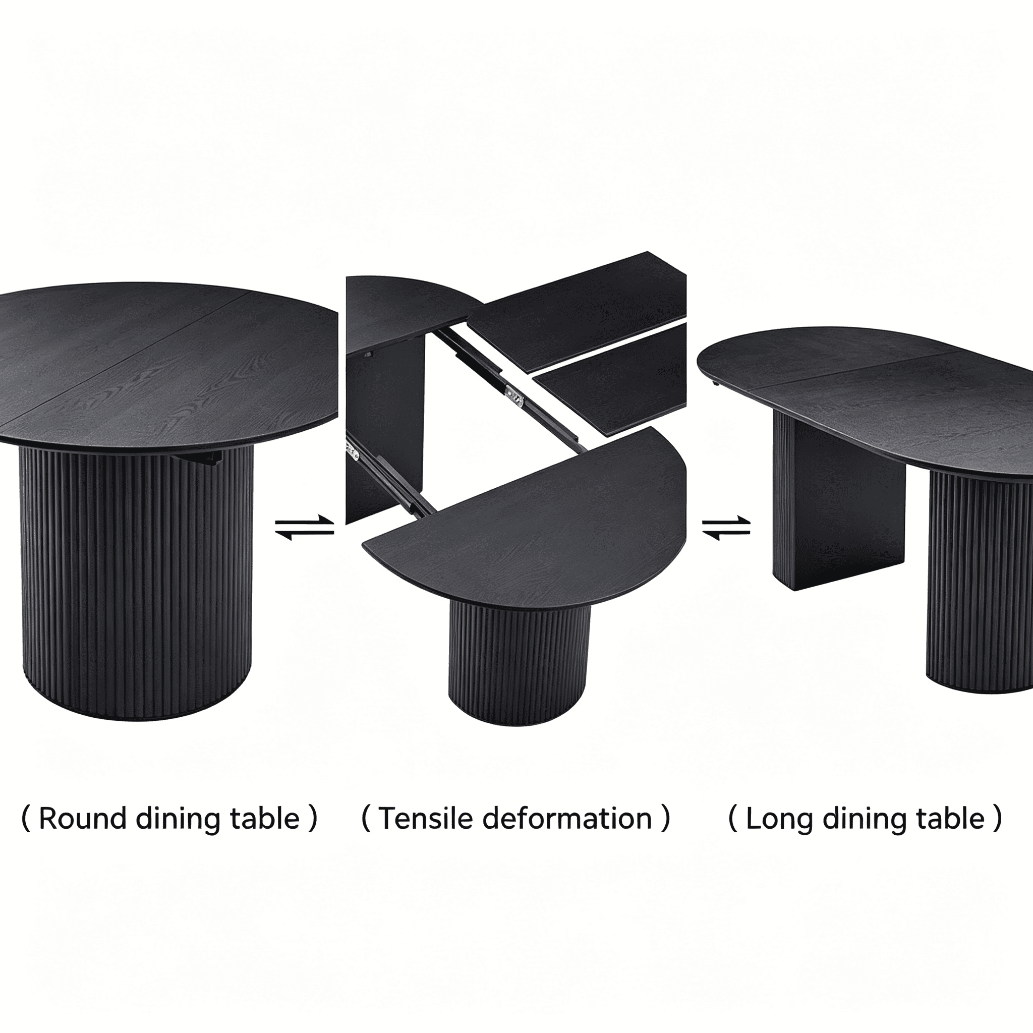 Asteroutdoor Expandable Dining Table, Solid Top Extending Table for Kitchen, Dining, Living Room, Black
