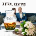 thumbnail image 4 of JAGASY Sunflower Mini Urn for Sister, White Small Keepsake Urns for Human Ashes, Sunset Sunflower Field Decorative Urns for Brother, Miniature Cremation Urn for Siblings, (3 Inch), 4 of 7