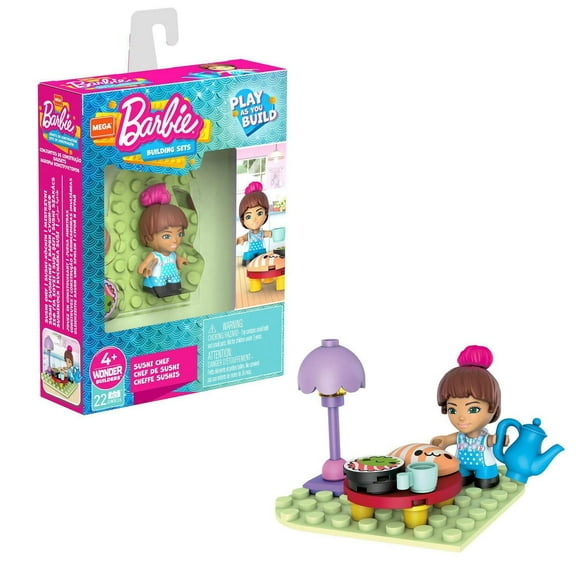 Mega Construx Barbie Sushi Chef Toy Building Set (22 Pieces)