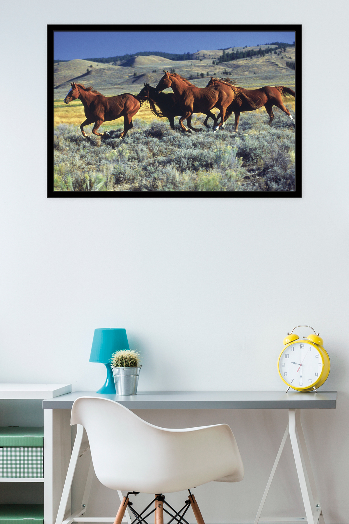 Animals - Horses Running on the Planes Wall Poster, 22.375" x 34", Framed