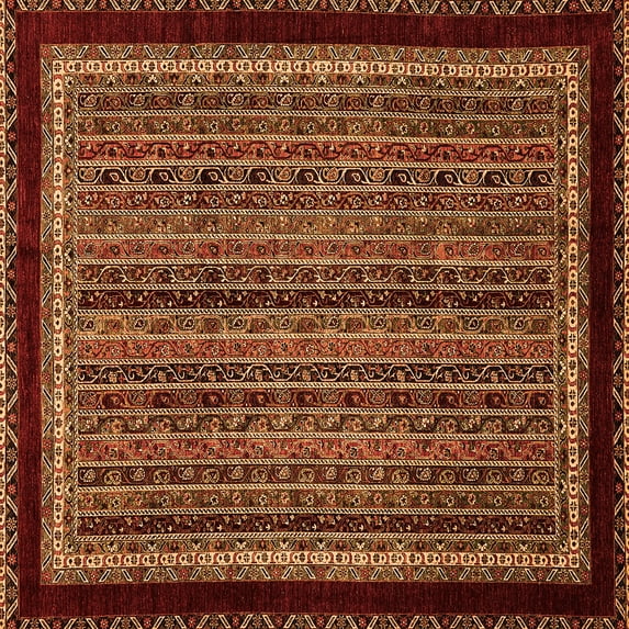 Ahgly Company Indoor Square Abstract Orange Modern Area Rugs, 7' Square