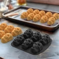 thumbnail image 2 of Halloween Skull Cake Pan Silicone Mold, 6 Cavities Pirate Skull 3d Silicone Mold Baking Pan,black, 2 of 5