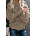 thumbnail image 4 of Sweaters for Women Mock Neck Cable Knit Sweater Ribbed Lantern Sleeve Knitted Pullover Sweater Alsol Lamesa, 4 of 4