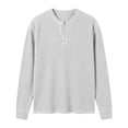 thumbnail image 3 of CHENHANN Mens Tshirt Long Sleeve Corduroy Button Down Crewneck Henley Shirt Lightweight White T-Shirts with Button Mens Gym Shirts, 3 of 3