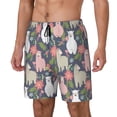 thumbnail image 2 of Uemuo Llamas Pattern Mens Swim Trunks Quick Dry Board Shorts with Mesh Lining, Stretch Beach Shorts Quick Dry No-Chafing Board Shorts-Small, 2 of 9
