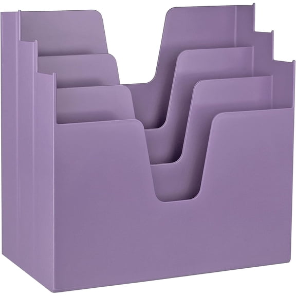 Acrimet 3-Tier Horizontal Hanging File Folder Holder Organizer, Letter Size, Ladder-Style, Open-Top Plastic File Box for Office, Home & School, Solid Purple