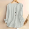 thumbnail image 4 of Sexlip Womens Henley Blouse 3/4 Sleeve Button Placket Design Soft Fabric Relaxed Silhouette for Daily Wear White XXXL, 4 of 7