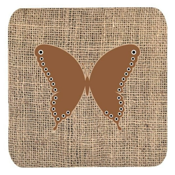 Butterfly Burlap And Brown Foam Coasters, Set Of 4