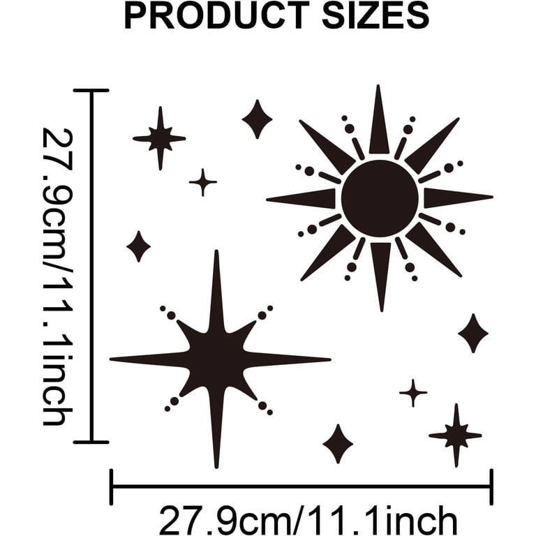 Vintage Sun Wall Stencil – 14x12 Inch Celestial Art Nouveau Stencil Template For Painting On Walls, Furniture, Fabric