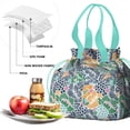 thumbnail image 4 of Pioneer Flower Floral Print Pattern Drawstring Lunch Bag Women - Drawstring Lunch Bag Insulated for Work Office - Stain-Resistant Large Lunchbags for Women with Multi-Pockets, 4 of 6