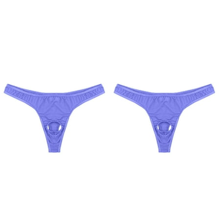 (2-Pack) 2025 Hole Underpants Underwear Thong Sheer Kimono for Women Mens Micro Front Bikini Long Lace Robes for