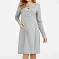 thumbnail image 2 of Fesfesfes Maternity Dress Short Sleeve Round Neck Easy Breastfeeding Access Comfortable Delivery Dress for Pregnant Women(Gray,2XL), 2 of 6