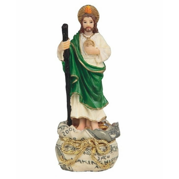 FC Design 5"H Saint Jude with Money Sack Statue Holy Figurine Religious Decoration