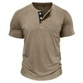 thumbnail image 5 of ZCFZJW Men's Henley Shirts Lightweight Casual Short Sleeve Button Cotton Tee Fashion Classic Athletic Tee T-Shirt Tops with Pocket Khaki XL, 5 of 9