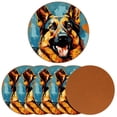 thumbnail image 2 of Shepherd Dog 6pcs Round Coasters Set, Microfiber Leather Drink Coasters, 11x11cm/4.3x4.3in, Kitchen Table Coasters for Bar, Home - Black, 2 of 6