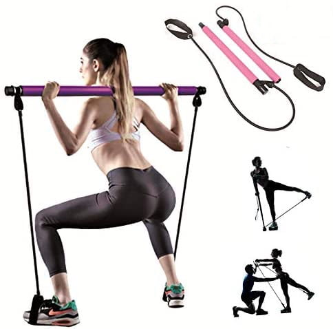 Portable Pilates Bar Kit Resistance Band Exercise Stick Drawbar Home Yoga Gym US 